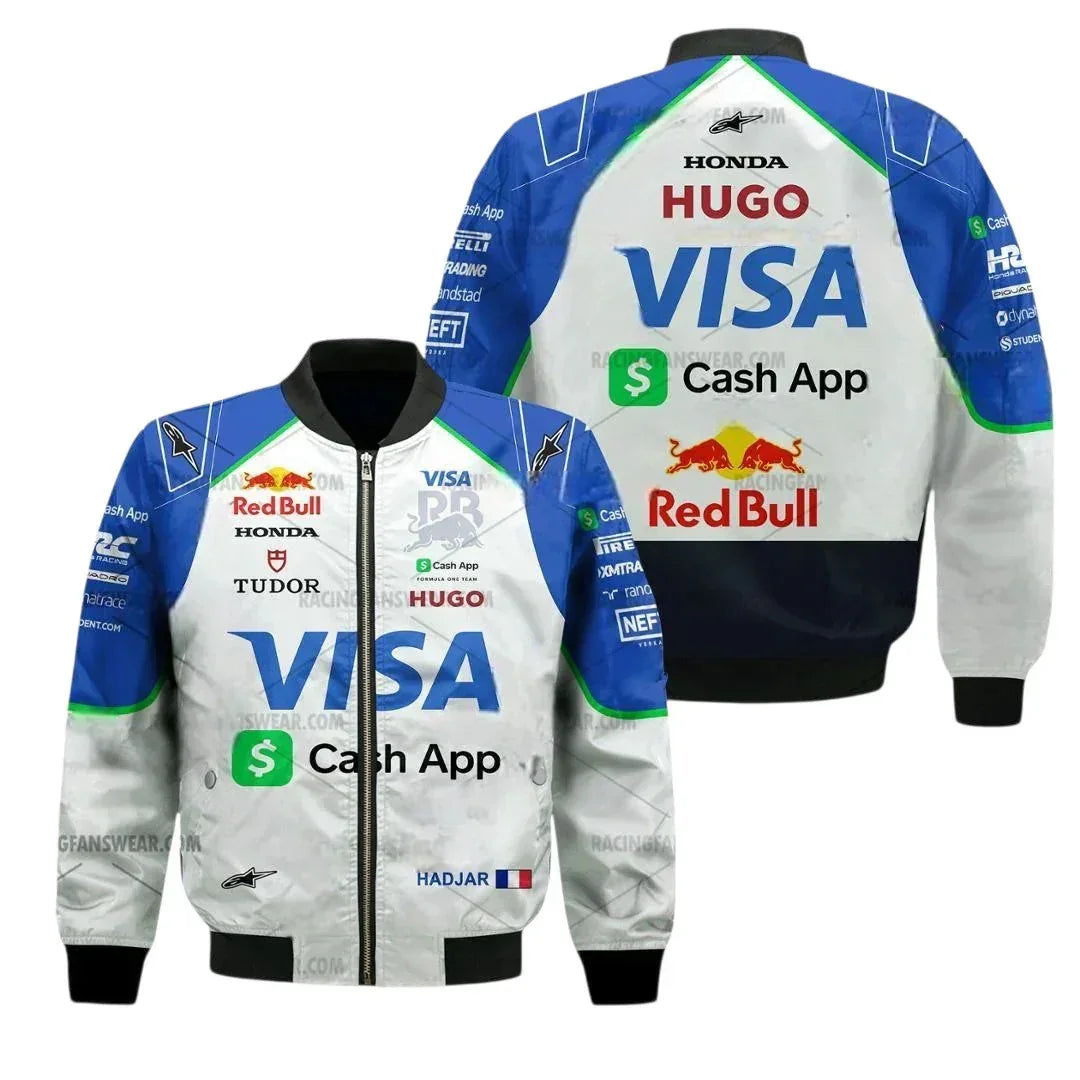 2025 Isack Hadjar Visa Cash App Formula One Bomber Jacket - F1 Vintage Jackets