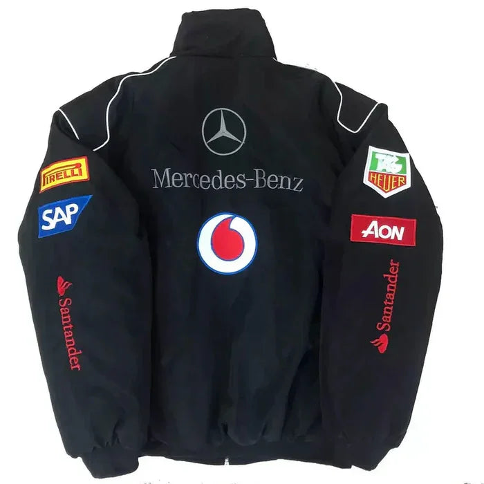 Black Mercedes Vintage Racing Jacket - F1 Vintage Jackets