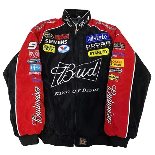 Black Budweiser Vintage Racing Jacket - F1 Vintage Jackets