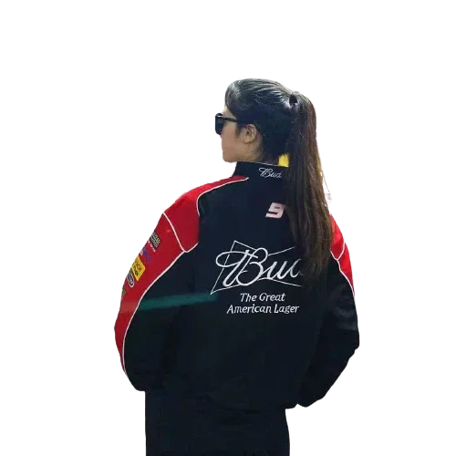 Black Budweiser Vintage Racing Jacket - F1 Vintage Jackets