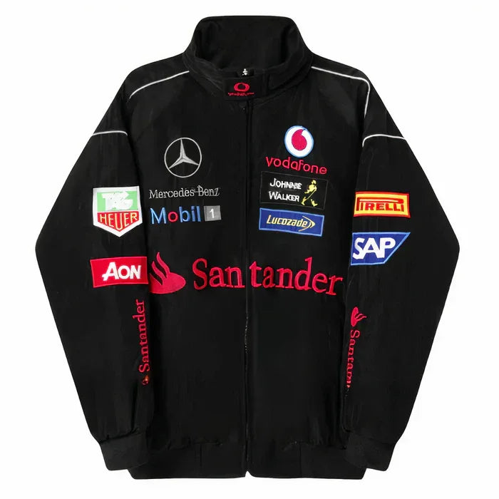 Black Mercedes Vintage Racing Jacket - F1 Vintage Jackets