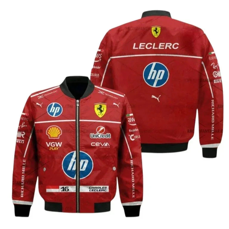 Charles Leclerc Formula One 2025 Ferrari HP Bomber Jacket - F1 Vintage Jackets