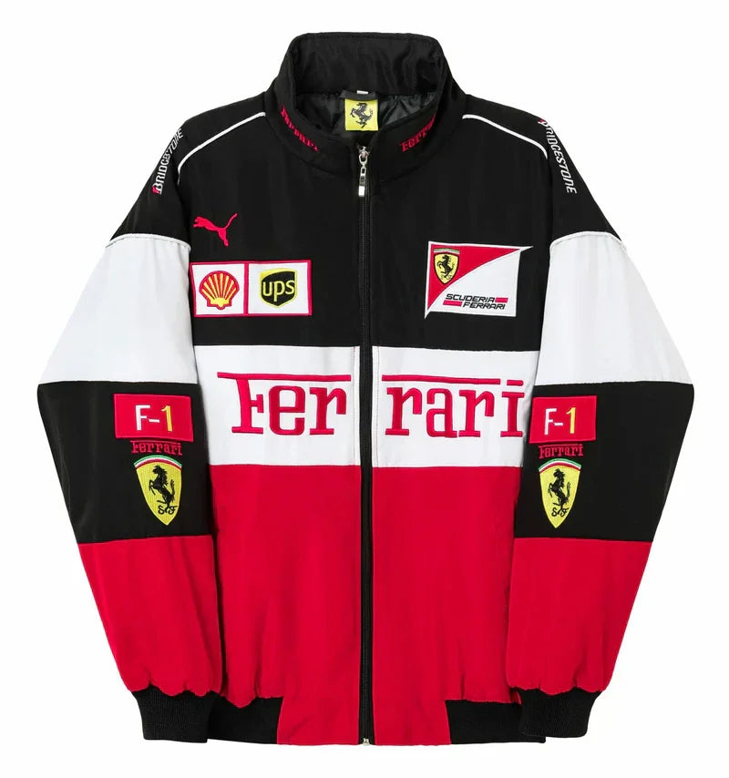 Ferrari Vintage Racing Jacket White - F1 Vintage Jackets