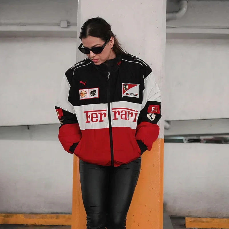 Ferrari Vintage Racing Jacket White - F1 Vintage Jackets