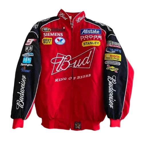 Red Budweiser Vintage Racing Jacket - F1 Vintage Jackets