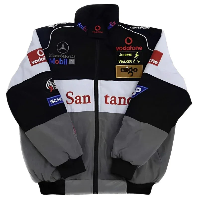 White Mercedes Vintage Racing Jacket - F1 Vintage Jackets