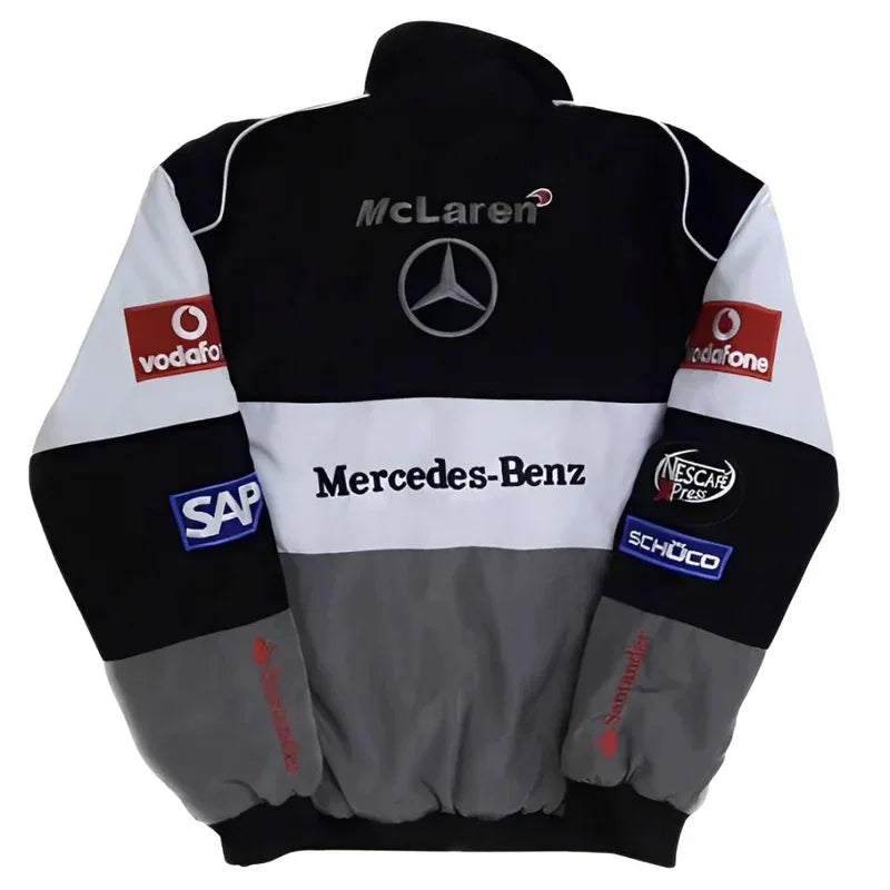 White Mercedes Vintage Racing Jacket - F1 Vintage Jackets